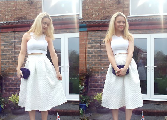 White crop top and midi skirt