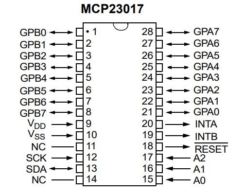 Mcp23017 схема подключения